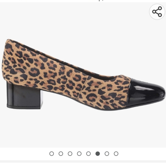 Clarks Chartli Diva Pumps Square Toe Tan Leopard Suede Sz - Picture 3 of 8